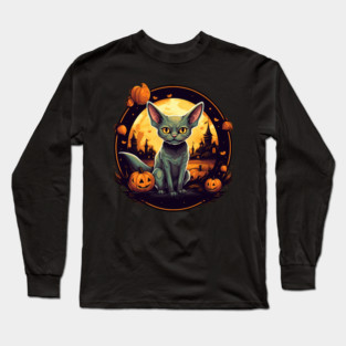 Devon Rex Cat Cat Halloween, Cat Lover Long Sleeve T-Shirt