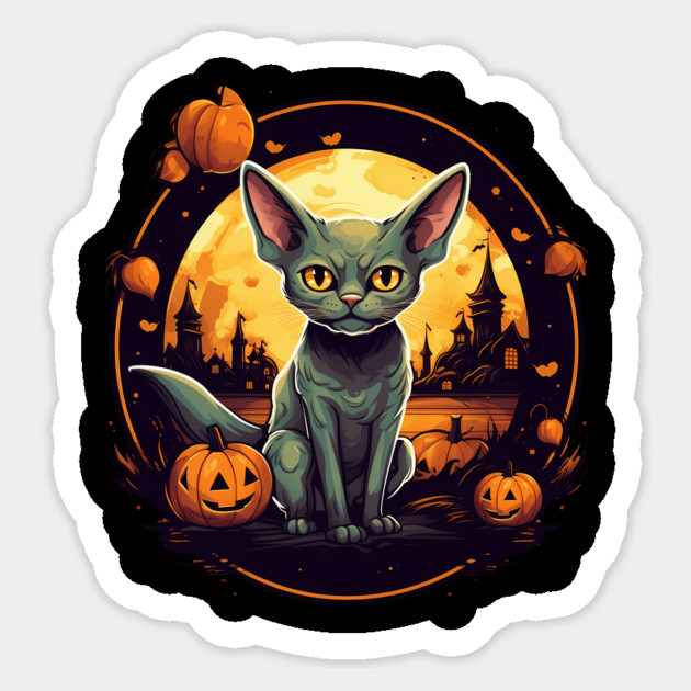 Devon Rex Cat Cat Halloween, Cat Lover Sticker by logiamerch