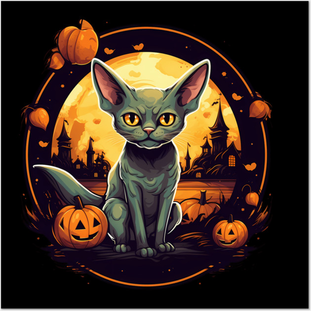 Devon Rex Cat Cat Halloween, Cat Lover Wall Art by logiamerch