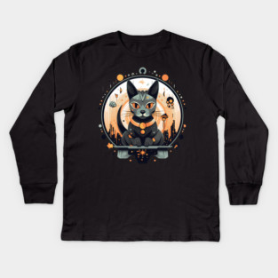 Egyptian Cat Halloween, Cat Lover Kids Long Sleeve T-Shirt
