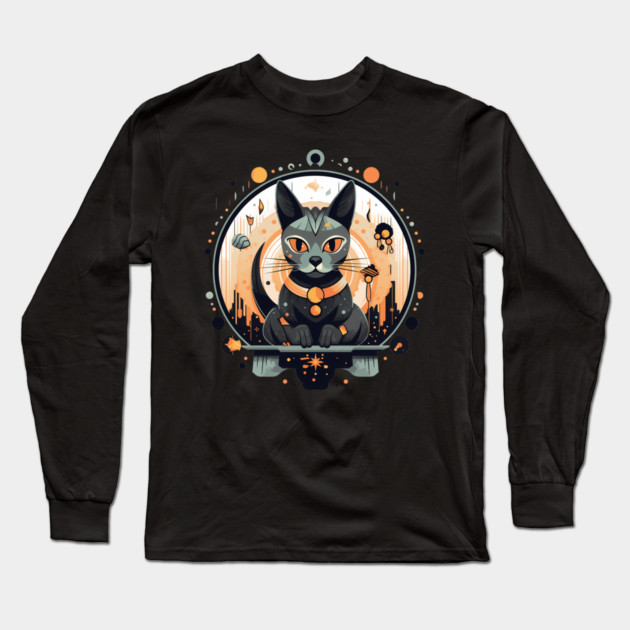 Egyptian Cat Halloween, Cat Lover Long Sleeve T-Shirt by logiamerch