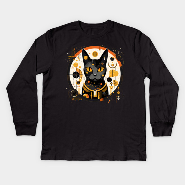 Egyptian Cat Halloween, Cat Lover Kids Long Sleeve T-Shirt by logiamerch