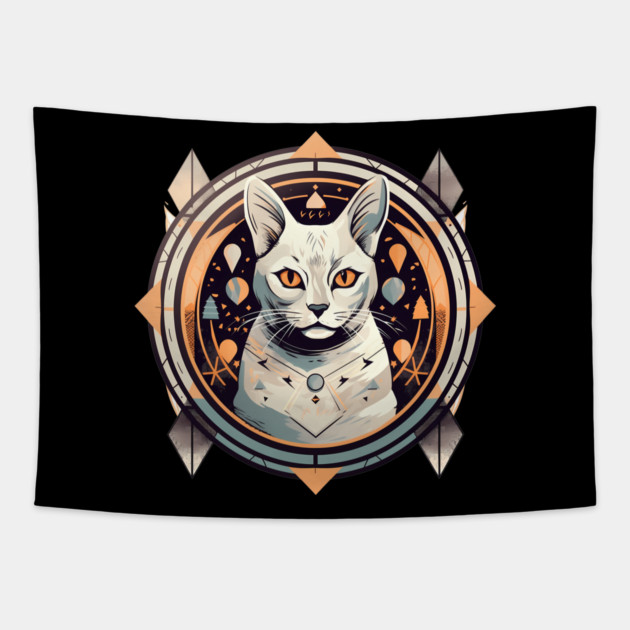 Egyptian Cat Halloween, Cat Lover Tapestry by logiamerch