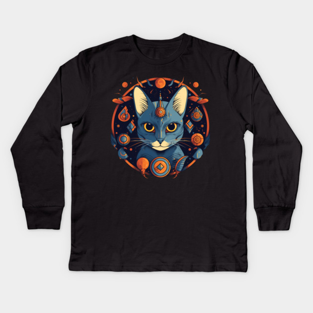 Egyptian Cat Halloween, Cat Lover Kids Long Sleeve T-Shirt by logiamerch