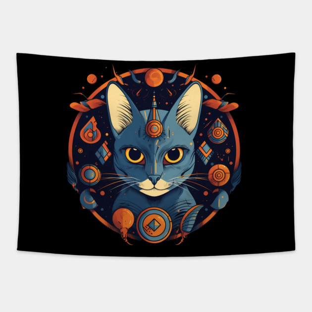 Egyptian Cat Halloween, Cat Lover Tapestry by logiamerch