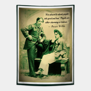 Oscar Wilde and Bosie Douglas portrait and quote: “It is absurd to divide people into good and bad...” Tapestry