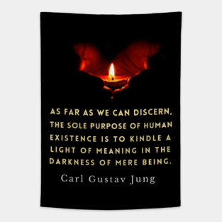 Carl Jung quote: As far as we can discern, the sole purpose of human existence is to kindle a light in the darkness of mere being. Tapestry