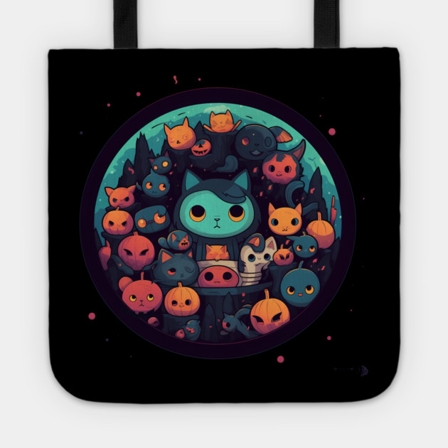 Kawaii Cats Halloween, Cat Lover Tote by logiamerch