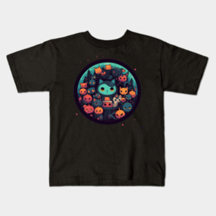 Kawaii Cats Halloween, Cat Lover Kids T-Shirt