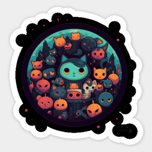 Kawaii Cats Halloween, Cat Lover Sticker