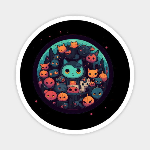 Kawaii Cats Halloween, Cat Lover Magnet by logiamerch