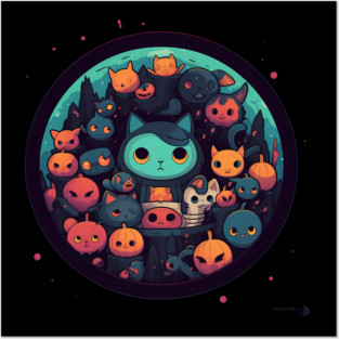 Kawaii Cats Halloween, Cat Lover Posters and Art
