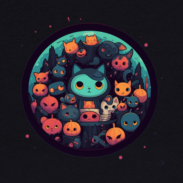 Kawaii Cats Halloween, Cat Lover by logiamerch