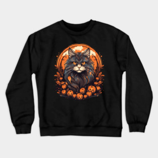 Maine Coon Cat Halloween, Cat Lover Crewneck Sweatshirt