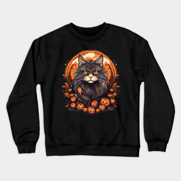 Maine Coon Cat Halloween, Cat Lover Crewneck Sweatshirt by logiamerch