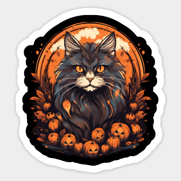 Maine Coon Cat Halloween, Cat Lover Sticker by logiamerch