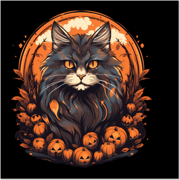 Maine Coon Cat Halloween, Cat Lover Wall Art by logiamerch