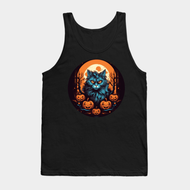 Maine Coon Cat Halloween, Cat Lover Tank Top by logiamerch