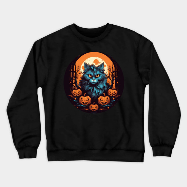 Maine Coon Cat Halloween, Cat Lover Crewneck Sweatshirt by logiamerch