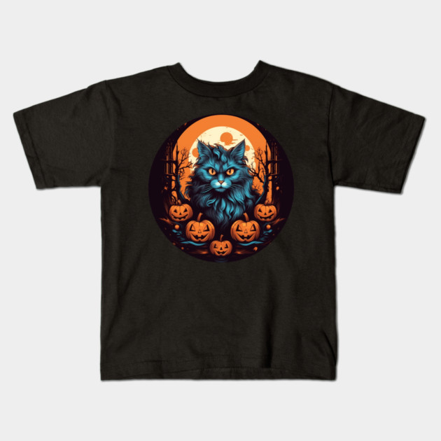Maine Coon Cat Halloween, Cat Lover Kids T-Shirt by logiamerch