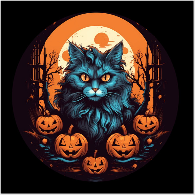 Maine Coon Cat Halloween, Cat Lover Wall Art by logiamerch