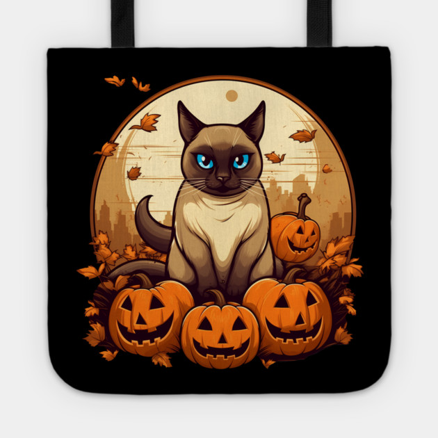 Siamese Cat Halloween, Cat Lover Tote by logiamerch