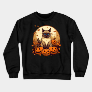 Siamese Cat Halloween, Cat Lover Crewneck Sweatshirt