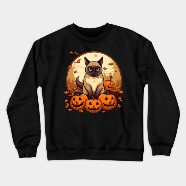 Siamese Cat Halloween, Cat Lover Crewneck Sweatshirt by logiamerch