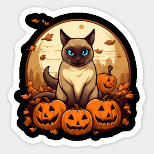 Siamese Cat Halloween, Cat Lover Sticker