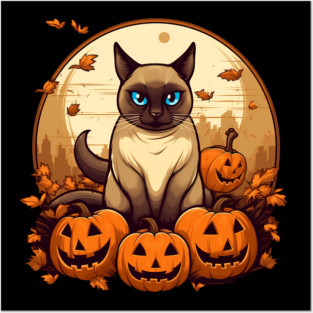 Siamese Cat Halloween, Cat Lover Posters and Art