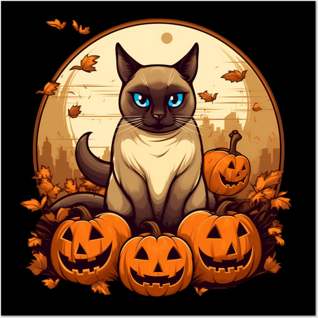 Siamese Cat Halloween, Cat Lover Wall Art by logiamerch