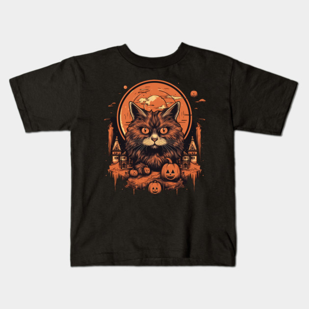 Manx Cat Halloween, Cat Lover Kids T-Shirt by logiamerch