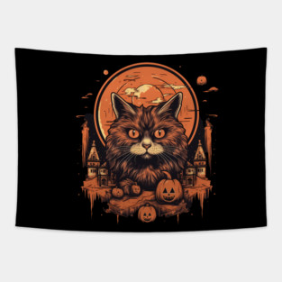 Manx Cat Halloween, Cat Lover Tapestry