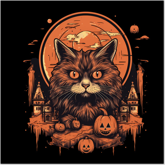 Manx Cat Halloween, Cat Lover Wall Art by logiamerch