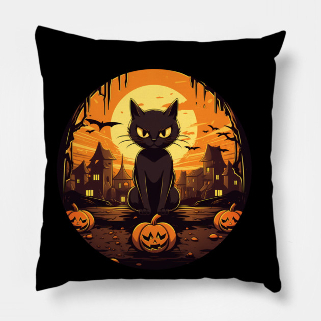 Manx Cat Halloween, Cat Lover Pillow by logiamerch