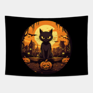 Manx Cat Halloween, Cat Lover Tapestry