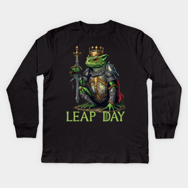 Leap Day Frog King Kids Long Sleeve T-Shirt by HolidayBug