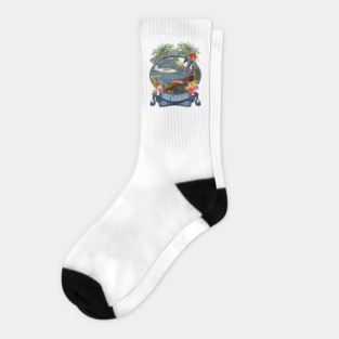 Vintage Tiki Hawaiian Style " Strive to Reach the Highest Socks