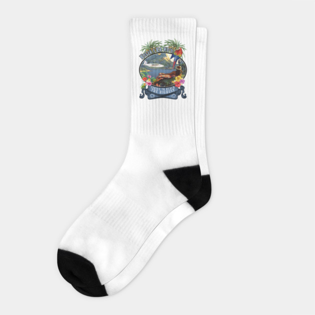 Vintage Tiki Hawaiian Style " Strive to Reach the Highest Socks by Joaddo