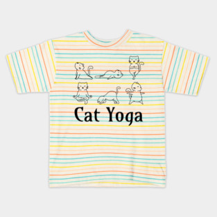 Cute Cat Yoga Poses design Kids T-Shirt