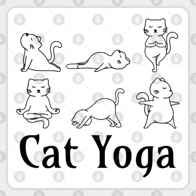 Cute Cat Yoga Poses design Sticker by Luxinda