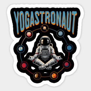 Yogastronaut meditating among the planets Sticker