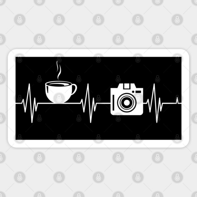 Coffee and Photography Heartbeat design Sticker by Luxinda