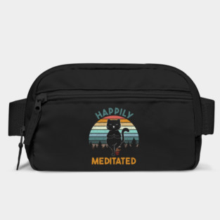 Happily Meditated Cute Cat Yoga Sunset design Bag