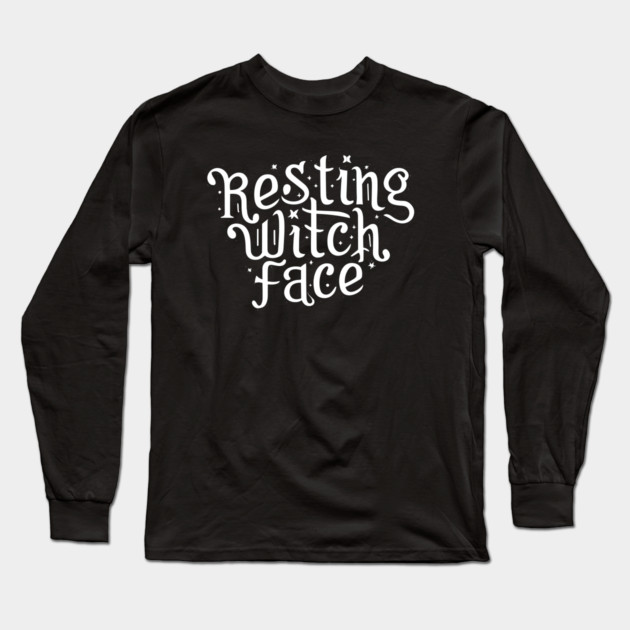 Resting Witch Face Long Sleeve T-Shirt by Frank Ring