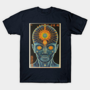 Retro Sci-Fi Third Eye Awakened Man Vintage Artwork - Cosmic Enlightenment T-Shirt