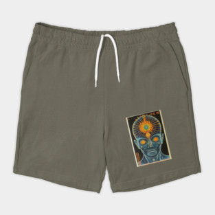 Retro Sci-Fi Third Eye Awakened Man Vintage Artwork - Cosmic Enlightenment Shorts