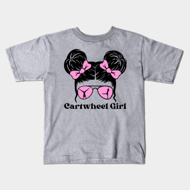 Messy Bun Cartwheel Girl Kids T-Shirt by The WYLD Tribe