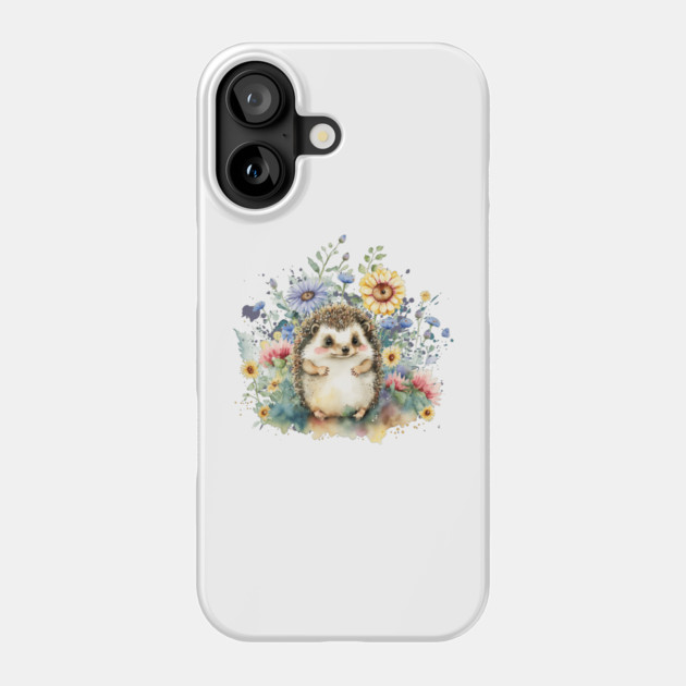 Watercolor Hedgehog in Flowers Phone Case by HolidayBug
