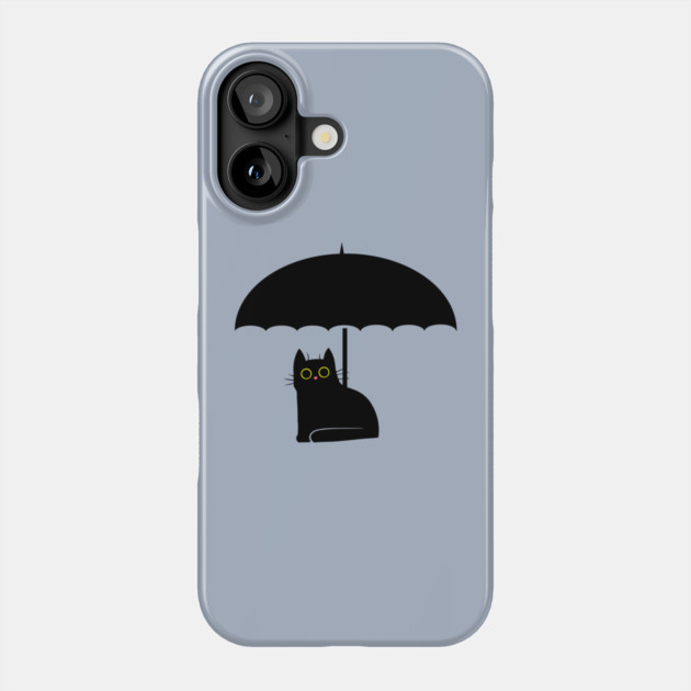 Black Cat under Umbrella Phone Case by HolidayBug